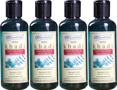 Khadi Rishikesh Herbal Neem Teatree & Basil Pack of 4 Each - Hair Oil(210 ml)