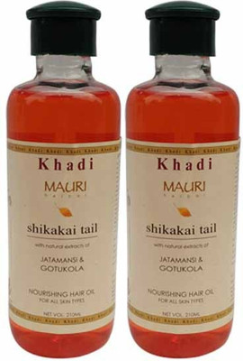 

Khadi Mauri Shikakai Hair Oil Pack of 2 Herbal Ayurvedic & Natural 210 ml each Hair Oil(420 ml)