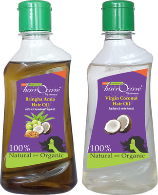 

Hairocare Bringha Amla (200 ml) + Virgin Coconut (200 ml) - Black & Grey Hair Remover - Hair Oil(400 ml)