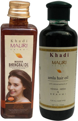 

Khadi Mauri Maha Bhringraj 100 ml & Amla 210 m.l. Combo Pack Herbal Ayurvedic Hair Oil(310 ml)