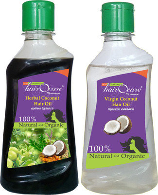 

Hairocare Herbal & Virgin Coconut (200 ml + 200 ml) - Extract of 10 - Hair Oil(400 ml)