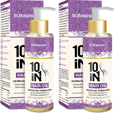 

St.Botanica 10 In 1 Hair Oil(Jojoba, Almond, Castor, Olive, Rosemary, Grapeseed & more) (Pack of 2) Hair Oil(100 ml)