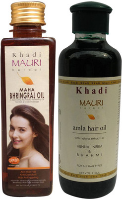 

Khadi Mauri Maha Bhringraj 250 ml & Amla210 m.l. Combo Pack Herbal Ayurvedic Hair Oil(460 ml)