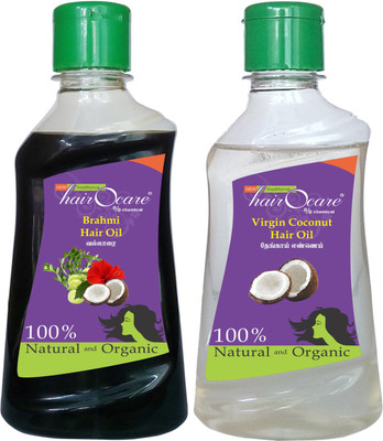 

Hairocare Brahmi (200 ml) + Virgin Coconut (200 ml) - Medicinal Oil for Memory Power & Stress relief - Hair Oil(400 ml)