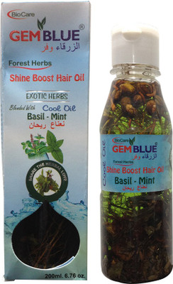 

Biocare Gem Blue, Forest Herbs, Shine Boost, Blended, Basil Mint Hair Oil(200 ml)
