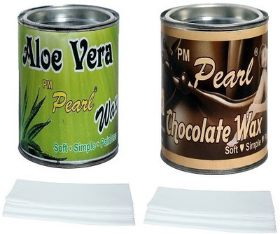 

PM Pearl Hair Removal Wax(Aloe Vera And Chocolate) With Strips Wax(600 g, Set of 2)