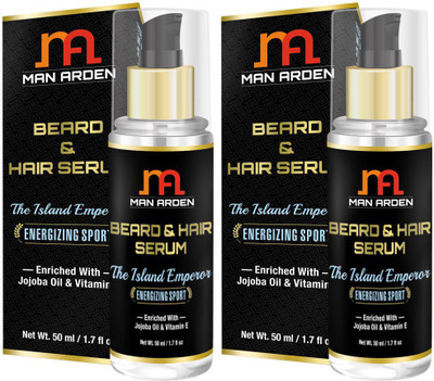 

Man Arden Beard & Hair Serum - (Energizing Sport) The Island Emperor - With Jojoba Oil & Vitamin E (Pack Of 2)(50 ml)
