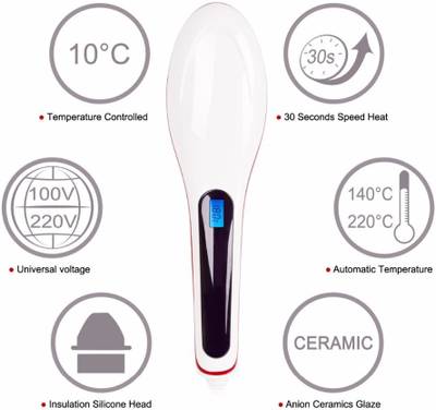 Angela NOVAI CeramicBrush with Digtal Temperature Display Hair St...