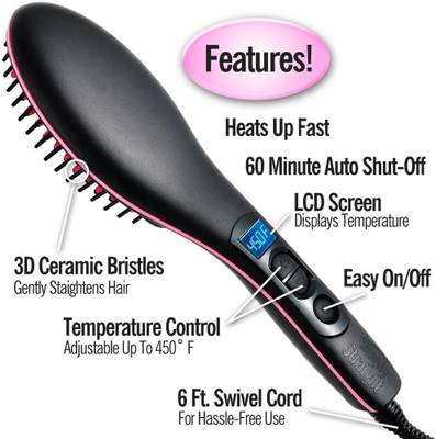 Angela Simply straight ceramic hair straightener brush black SSMC...