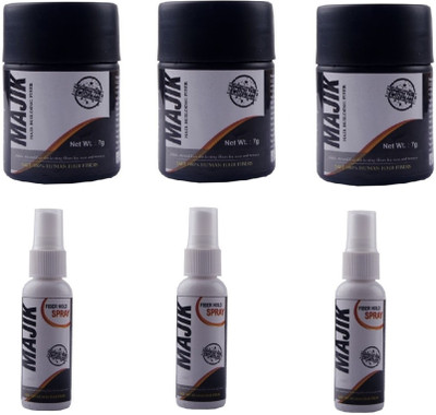 

Majik Human Hair Building fiber with Hold spray set of 3 Black(21 g)