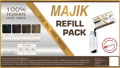 

Majik 100% Human Hair building fiber refill pack Black(25 g)