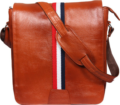 Leather World Messenger Bag(Tan)