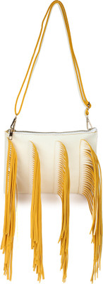 

Amatra Women Casual Yellow, White Leatherette Sling Bag, White;yellow