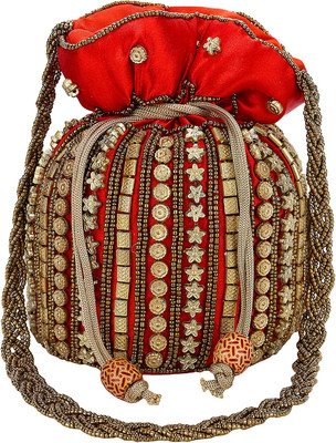 

Haster Pouch Potli(Red, Gold), Gold;red