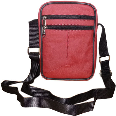 Style 98 Leather Messenger Bag/Neck Pouch Messenger Bag(Red, 5 L)