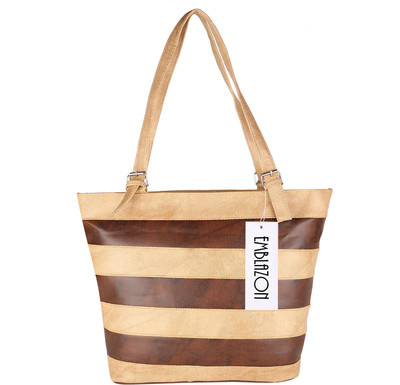 

Emblazon Hand-held Bag(Brown, Beige), Beige;brown