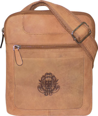 

Style 98 Men & Women Casual Tan Genuine Leather Sling Bag