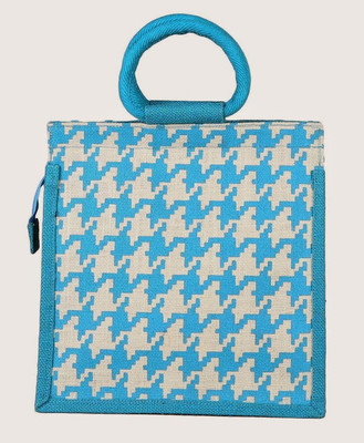 

Jute Tree Hand-held Bag(White, Blue), Blue;white