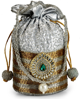 

Ahankara Pouch Potli(Silver, Gold), Gold;silver