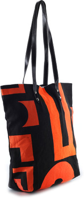 

Kanvas Katha Tote(Black, Orange)