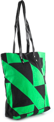 

Kanvas Katha Tote(Green, Black), Black;green