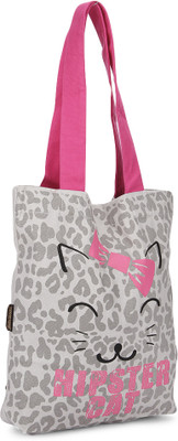 

Kanvas Katha Tote(Grey, Pink)
