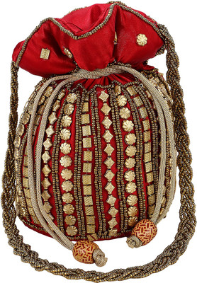 

Haster Pouch Potli(Maroon, Gold), Gold;maroon