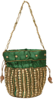 

Ruhi's Creations Pouch Potli(Green)
