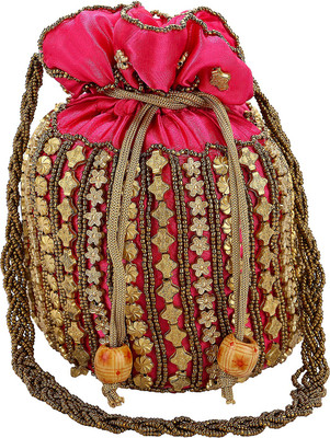 

Haster Pouch Potli(Pink, Gold), Gold;pink