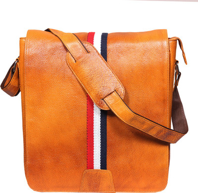 

Leather World Messenger Bag(Orange)