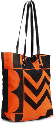 

Kanvas Katha Tote(Orange, Black), Black;orange