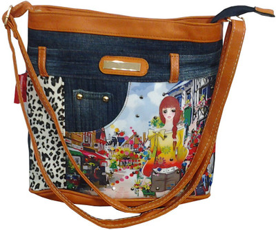 

Wrap Girls Multicolor Denim Sling Bag