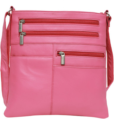 

Leather Junction Messenger Bag(Pink)