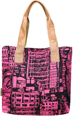 

Kanvas Katha Tote(Black, Pink)
