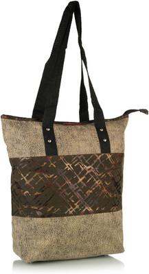 Home Heart Tote(Brown, Beige), Beige;brown