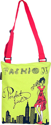 

Kanvas Katha Sling Bag(Green, Pink)