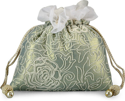 

Ahankara Pouch Potli(White, Green), Green;white