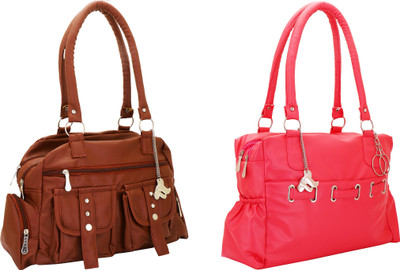 

Lady bar Hand-held Bag(Brown, Pink)