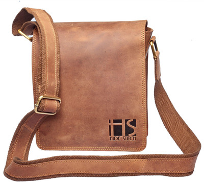 

Hide Stitch Messenger Bag(Tan)