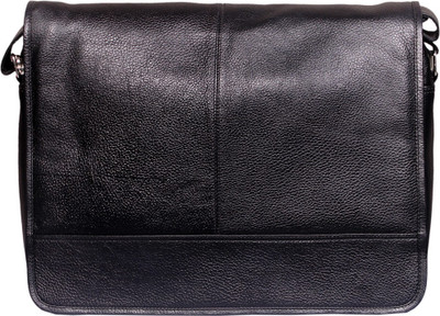 Leather World Messenger Bag(Black)