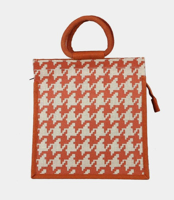 Jute Tree Hand-held Bag(White, Red), Red;white