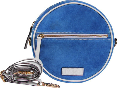 

THE MAKER Girls Blue Genuine Leather Sling Bag
