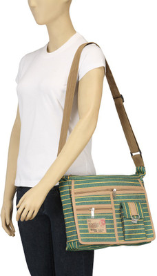 

Arshia Boys & Girls Casual Green Canvas Sling Bag