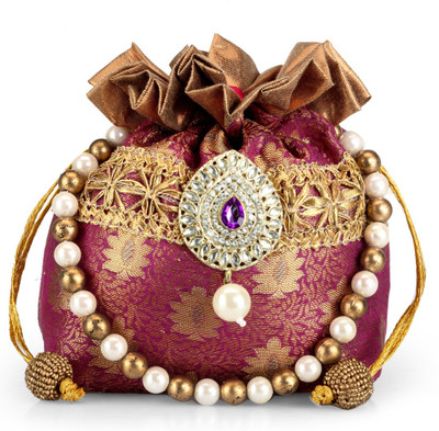 Ahankara Pouch Potli(Purple, Gold), Gold;purple