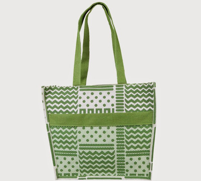 Jute Tree Tote(Green, White)