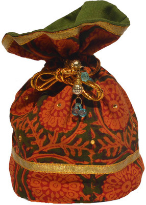 

Viniyog Pouch Potli(Orange, Green), Green;orange