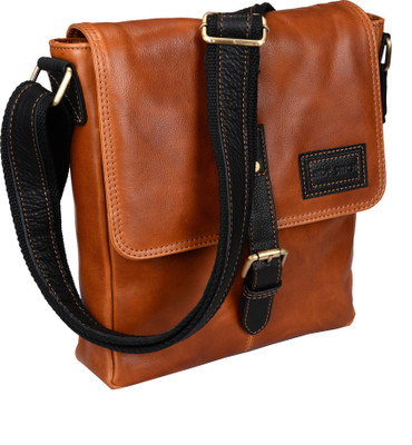 

Hidestitch Messenger Bag(Tan, Black), Black;tan