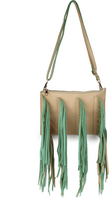 

Amatra Women Casual Beige, Green Leatherette Sling Bag