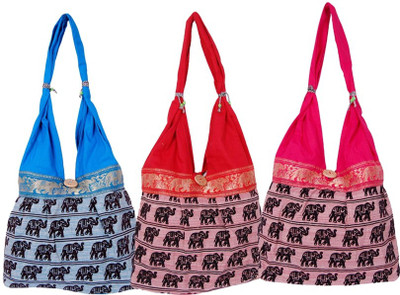 Fashion Bizz Shoulder Bag(Red, Pink, Blue), Blue;pink;red