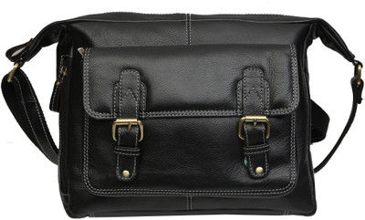 

Leather Junction Messenger Bag(Black)